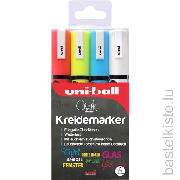 UNI-BALL Kreidemarker 4er Set, Ø 1,8 - 2,5 mm