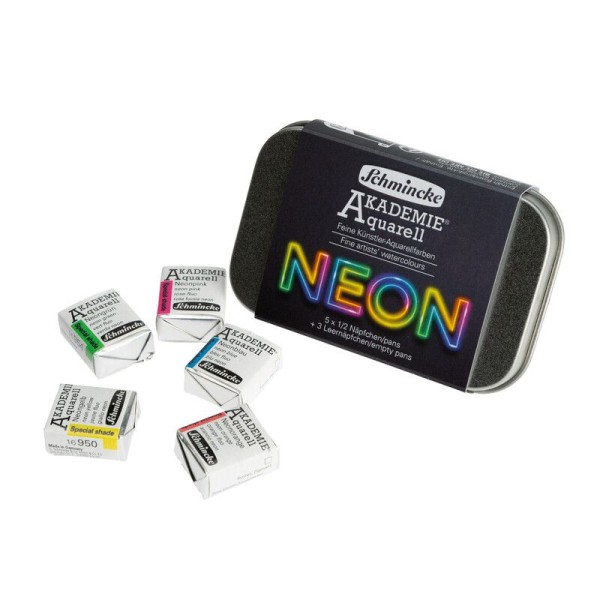 Schmincke AKADEMIE Aquarell 5 x 1/2 Näpfchen ►NEON◄