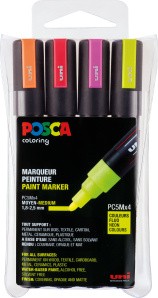POSCA UNI Farbmarker NEON 4er Set PC5M Ø 1,8-2,5 mm
