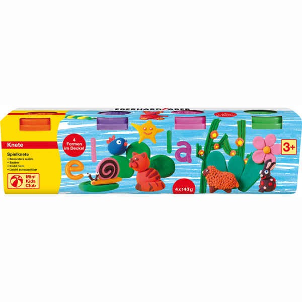 Spielknete für Kinder 4er Set orange, pink, grün, lila