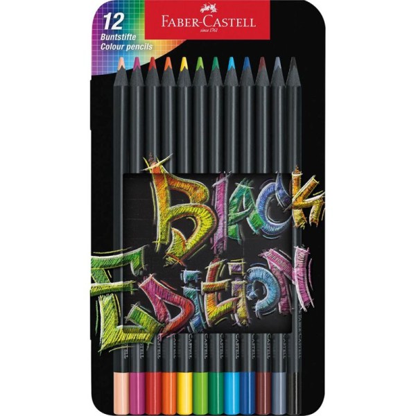 Black Edition Buntstifte, 12er Metalletui-Set