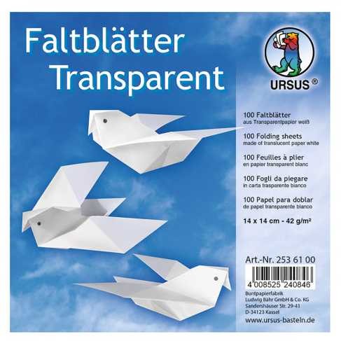 Origami Faltblätter transparent 42g/m² 14x14cm - 100 Blatt weiß