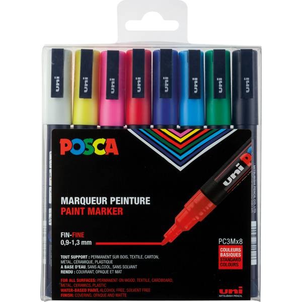 POSCA uni Paint Marker 8er Set PC-3M 0,9 - 1,3mm
