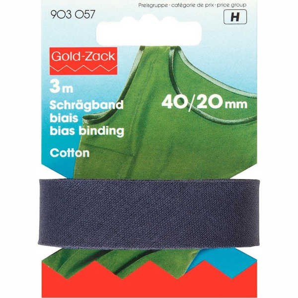 Schrägband, Baumwolle, 40/20mm, marineblau, 3m
