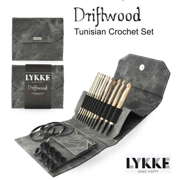LYKKE DRIFTWOOD Tunisian Crochet set, tunesische Häkelnadel Set wollzauber Stricknadel Holzstricknadeln