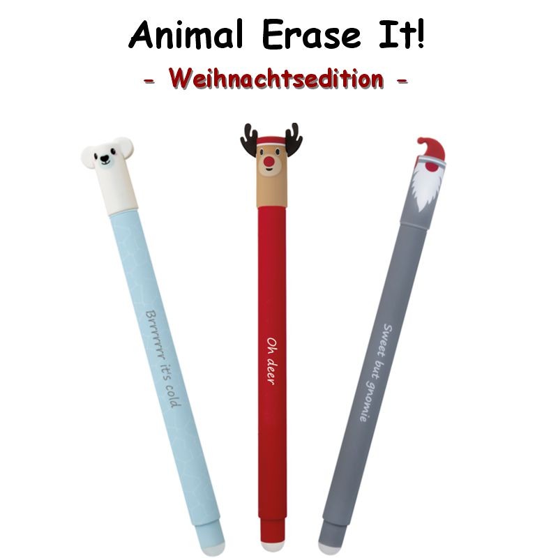 Radierbare Gelschreiber "Animal Erase it!" Weihnachtsedition