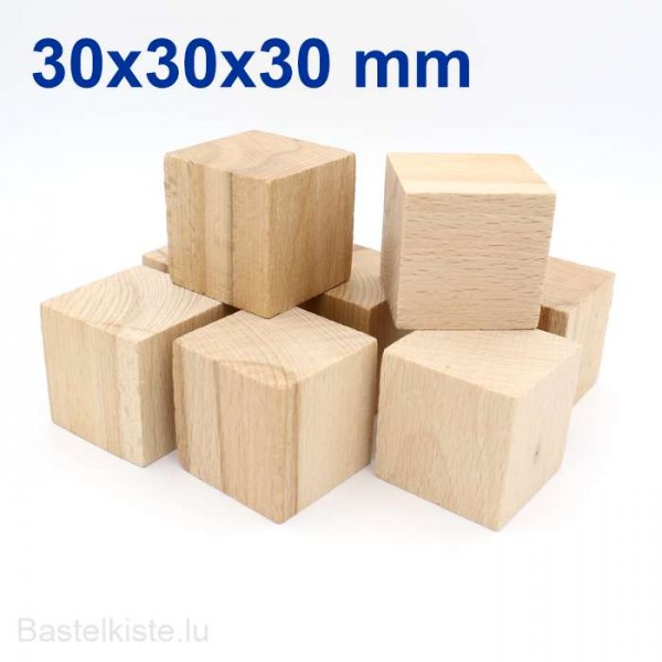 Holzwürfel Ø 30mm kantige Ecken aus Buche
