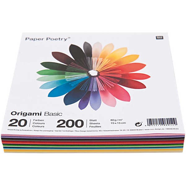 Origami Faltblätter 80g/m² 15x15cm - 200 Blatt