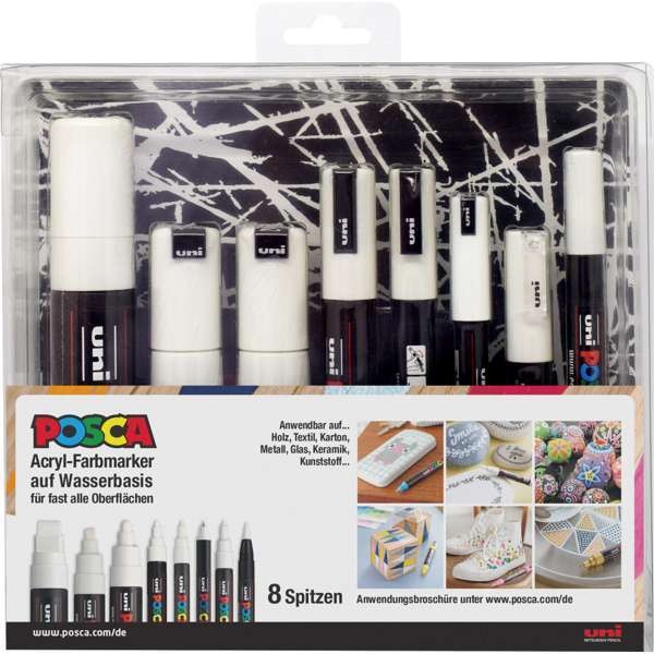 POSCA Acryl-Farbmarker 8er Set weiß