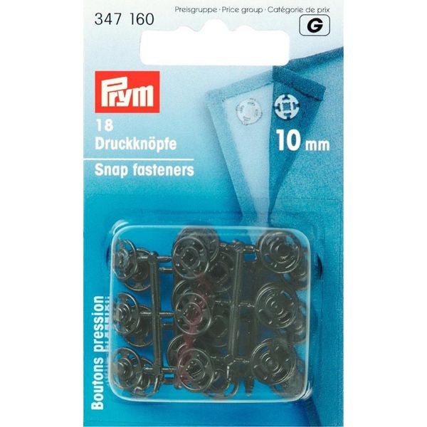 Annäh-Druckknöpfe 10 mm schwarz, 18 Stk.