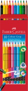 Colour Grip, 10er Set - Wasservermalbare Buntstifte mit Radierer