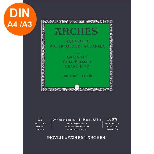 ARCHES Aquarellblock, Aquarellpapier 300g/m², GRAIN FIN