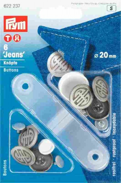 Jeansknöpfe Ø 20mm alteisen 6 Stück