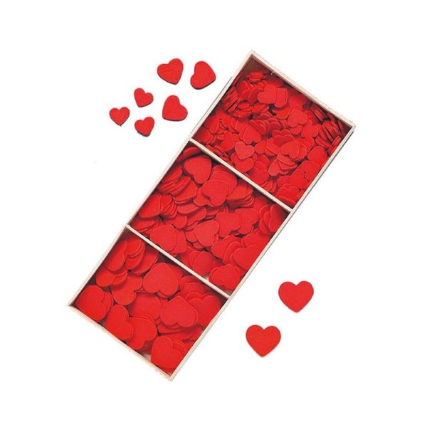 Rote Holzherzen 3-fach sortiert, 380 Stück, bastelkiste.lu