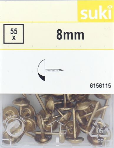 Polsternägel 8mm vermessingt (gold) 55 Stück