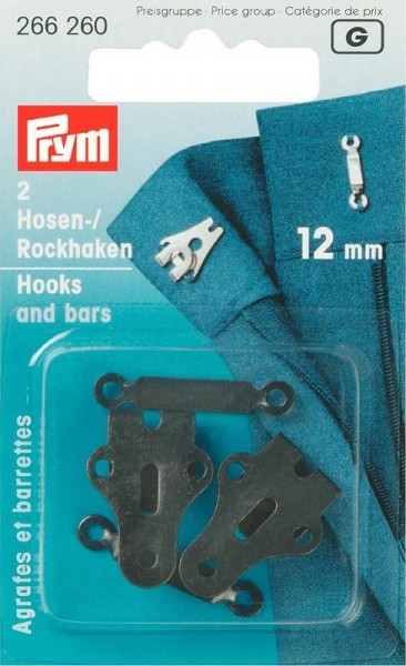 Hosen / Rockhaken + Stege 12mm schwarz PRYM 266260