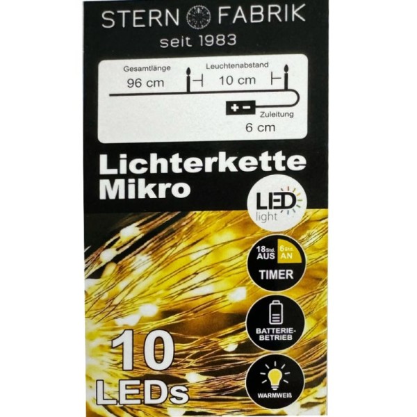 INDOOR Mikro LED Lichterkette, warmweiß für 2x 1,5V AA
