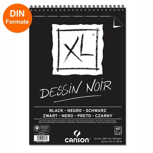Canson XL Dessin Noir Spiral 150g/m², schwarz